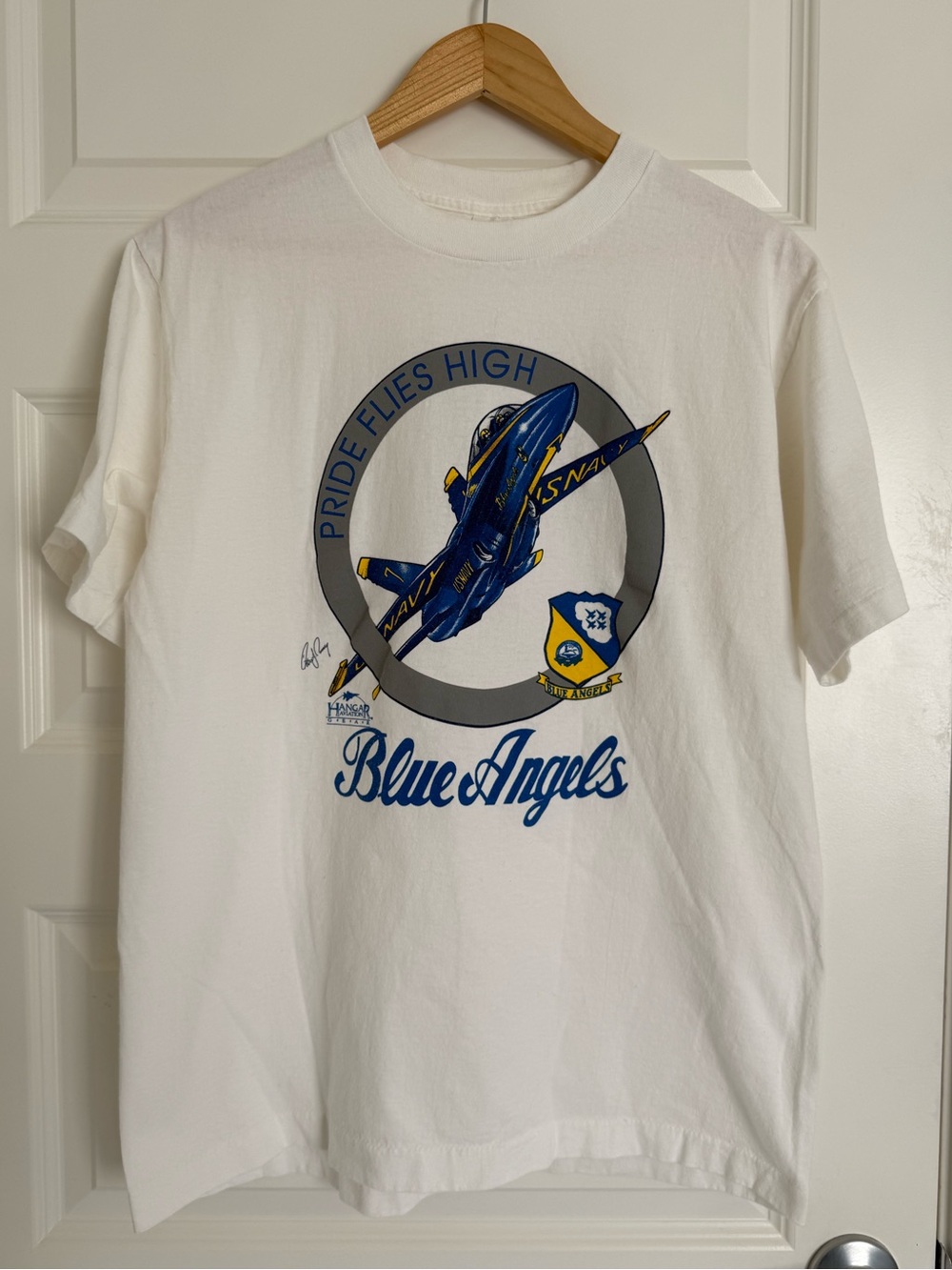 VTG Blue Angels Military Aviation T-Shirt Men's L White Single Stitch Navy 90s